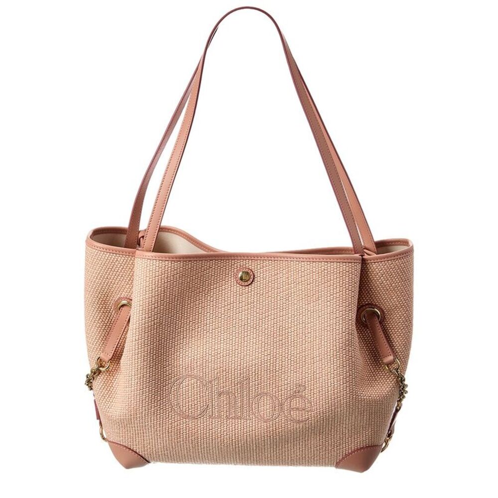 Chloé Clover Double Carry Leather-Trim Tote, Pink